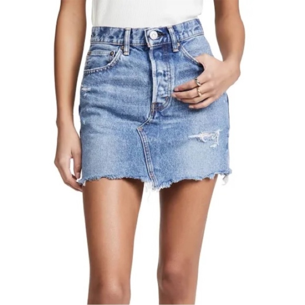 NWT MOUSSY jean skirt cowhide leather